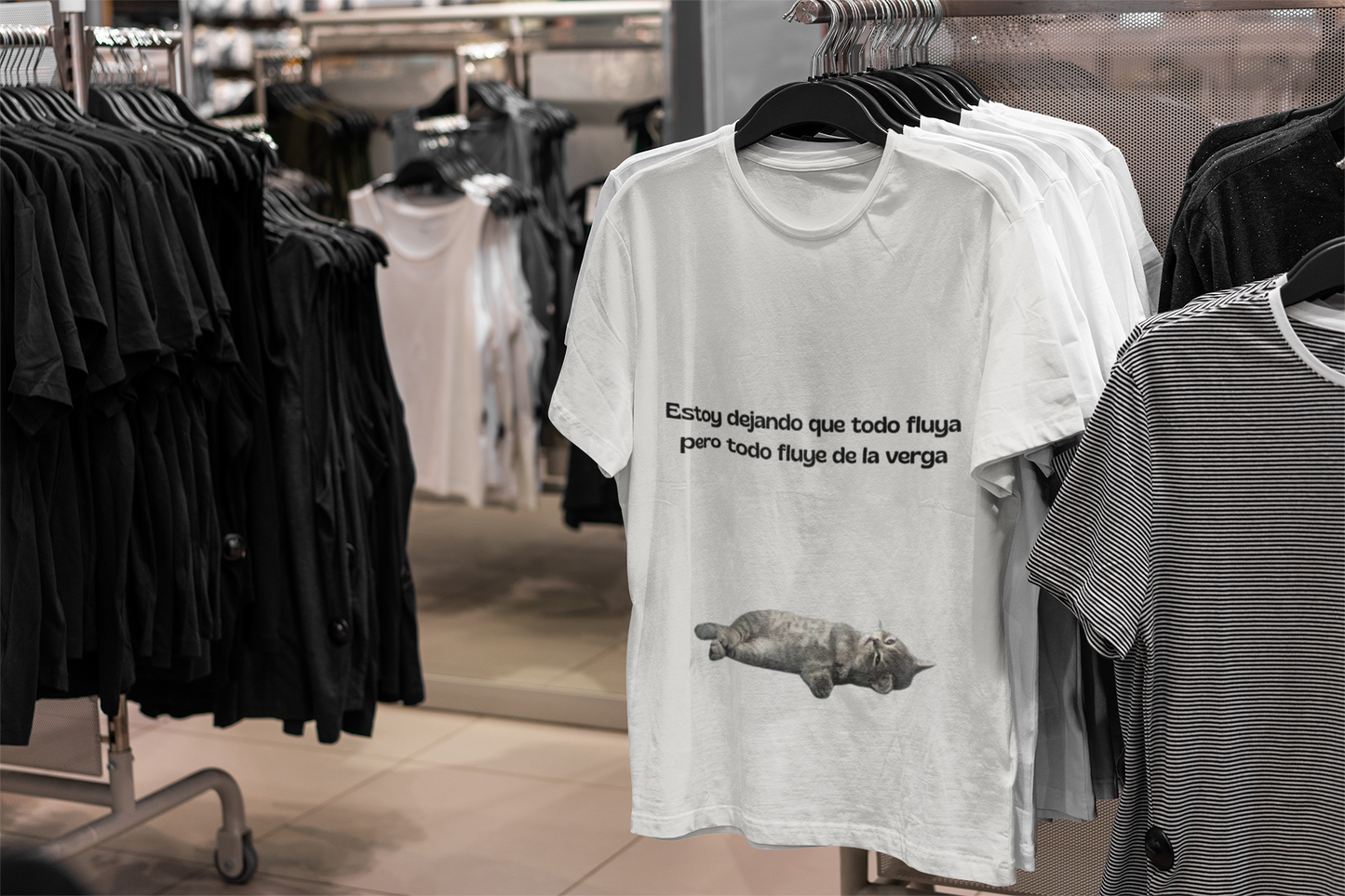 camiseta manga corta unisex dejando que todo fluya